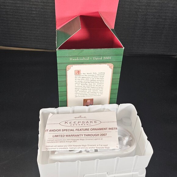 2001 Hallmark Keepsake Ornament Santa Sleigh Set Of 2 Ornaments NIB - Picture 3 of 16